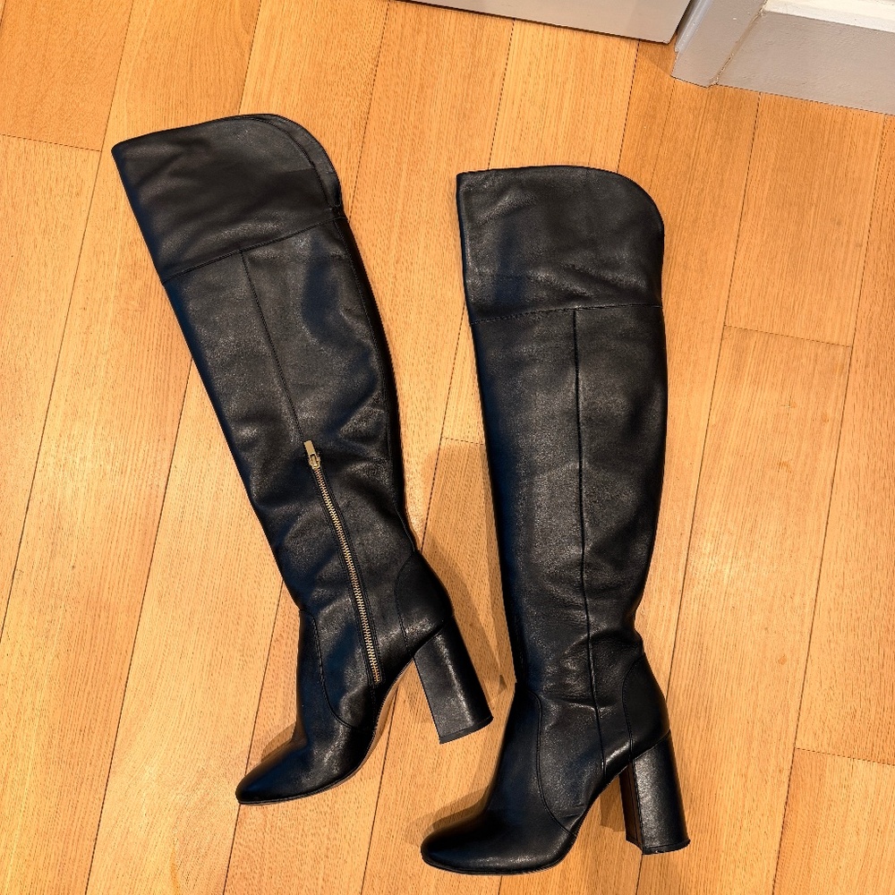 Joie - Over The Knee Black Nappa Leather Boots - 38.5